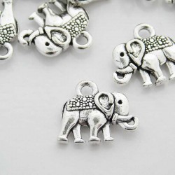 12mm Elephant Charm - Antique Silver Tone - Pack of 1