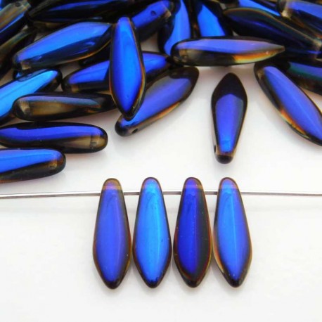 Czech Glass Dagger Beads 5mm x 16mm - Crystal Azuro - Pack of 10