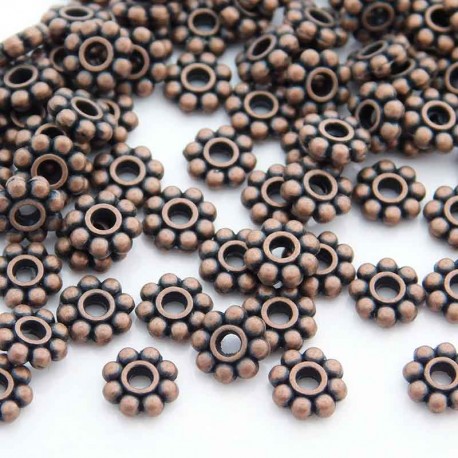 7mm Copper Tone Daisy Spacer Beads - Pack of 50