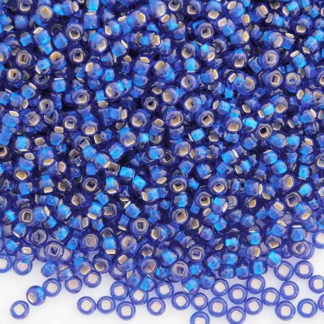 11/0 Czech Seed Beads - Silver Lined Dark Blue - 20g