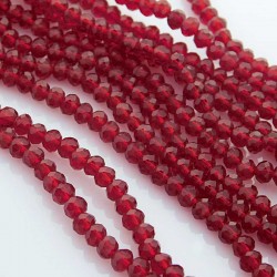 3mm x 4mm Crystal Glass Rondelles - Dark Red - 42cm strand