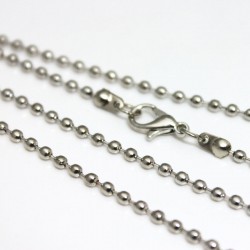 Silver Tone Finished Ball Chain Necklace - 50cm (20") - Pack of 1
