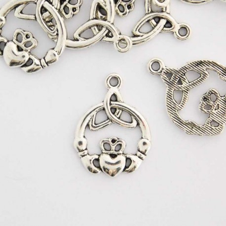 24mm Claddagh Charm - Antique Silver Tone - Pack of 1