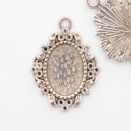Oval Cabochon Setting - Antique Silver Tone (fits 14x10mm ) - Pack of 1