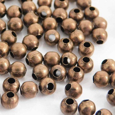 4mm Round Metal Beads - Copper Tone - Pack of 100