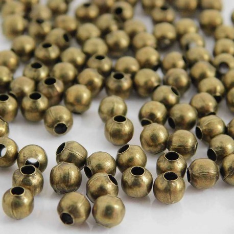 4mm Round Metal Beads - Bronze Tone - Pack of 100