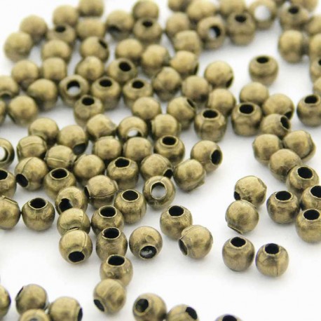 3mm Bronze Tone Round Metal Beads - Pack of 200