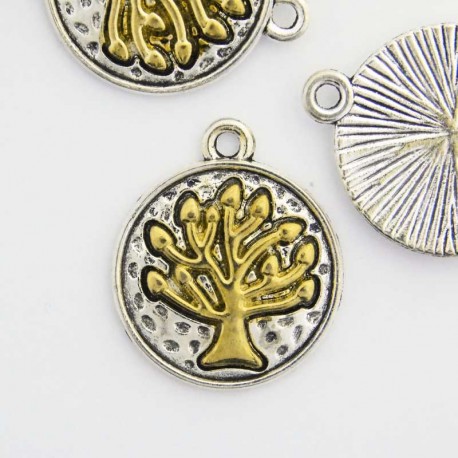 23mm Tree of Life Charm - Silver Tone - Pack of 1