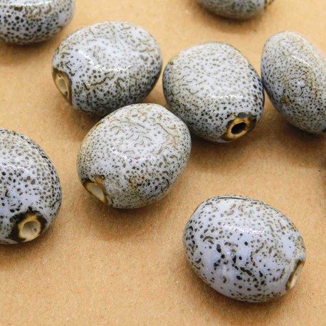 20mm Ceramic Nugget Beads - Blue Brown - Pack of 1