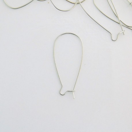 33mm Kidney Earwires - Silver Tone - 10 Pairs