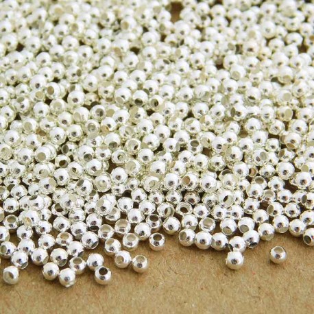 2mm Metal Spacer Beads - Silver Plated - Pack of 250 or 1000