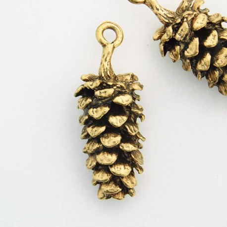 41mm Pine Cone Pendant - Antique Gold Tone - Pack of 1