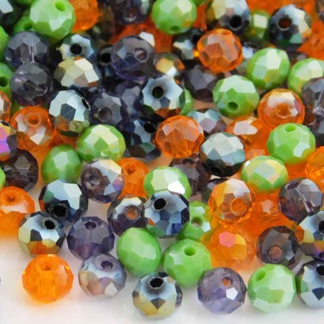 5mm x 6mm Crystal Rondelle Beads - Halloween Mix - Pack of 100