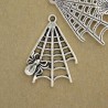 32mm Spider Web Charm - Antique Silver Tone - Pack of 1