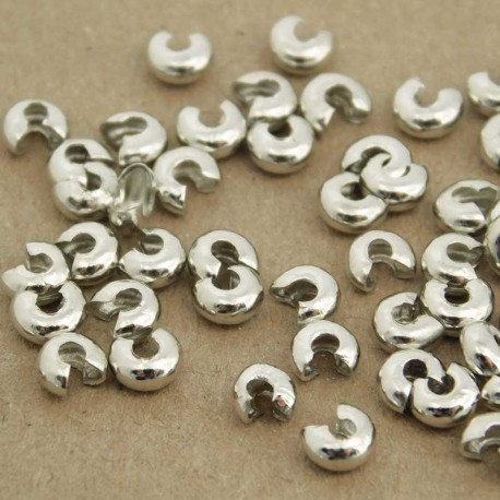 3mm Crimp Bead Covers - Silver Tone - Pack of 50