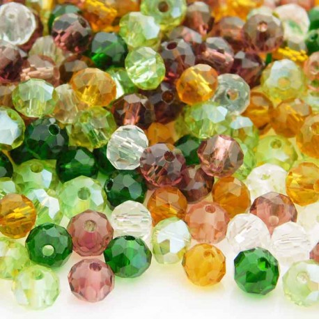5mm x 6mm Crystal Rondelle Beads - Autumn Mix - Pack of 100