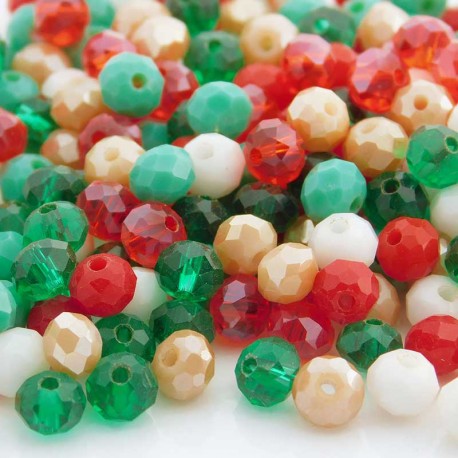 5mm x 6mm Crystal Rondelle Beads - Christmas Mix - Pack of 100