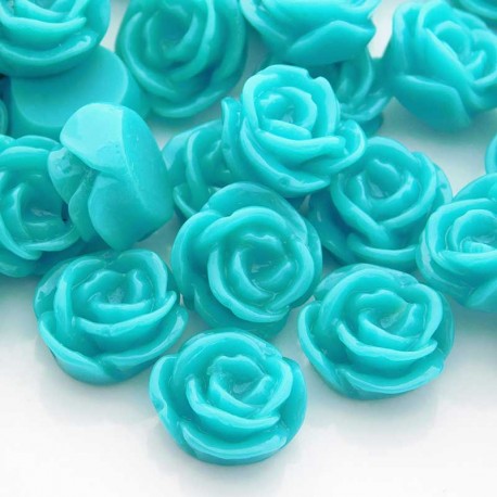 14mm Flower Cabochons - Aqua - Pack of 10