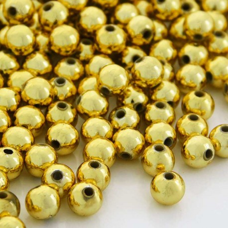 6mm Round Acrylic Beads - Gold - Pack of 50