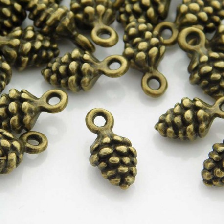 13mm Pine Cone 3D Charm - Bronze Tone - Pack of 5