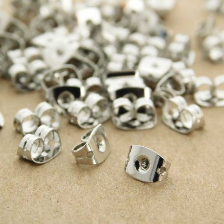 Silver Tone Butterfly Earring Backs - Pack of 10 pairs