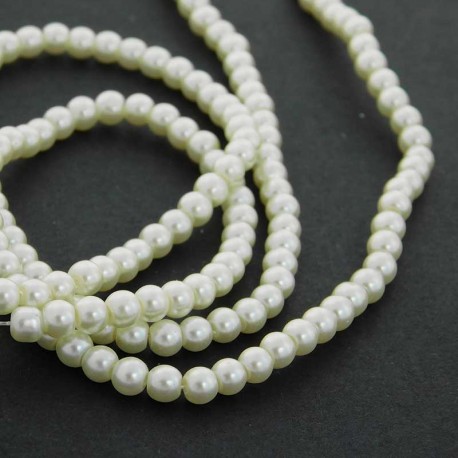 4mm Value Glass Pearl Beads - Ivory - 76cm strand