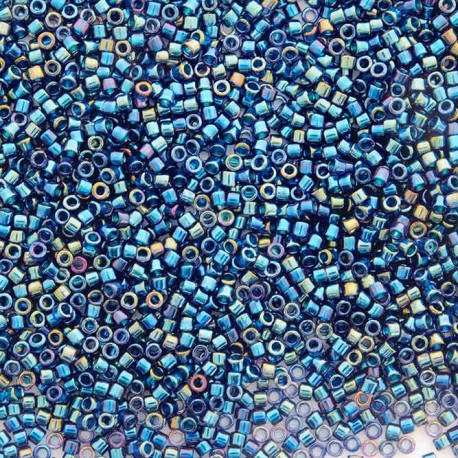 Delica 11/0 (DB1763) Miyuki Seed Beads - Emerald Lined Cobalt AB - 5g