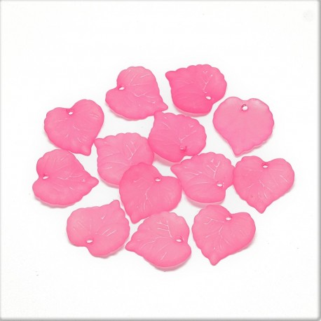 16mm Frosted Acrylic Leaves - Pink - Pack of 10 or 50