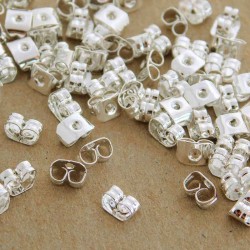 Silver Plated Butterfly Earring Backs - Pack of 10 pairs