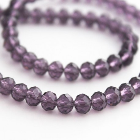 5mm x 6mm Crystal Rondelle Beads - Amethyst - 20cm strand