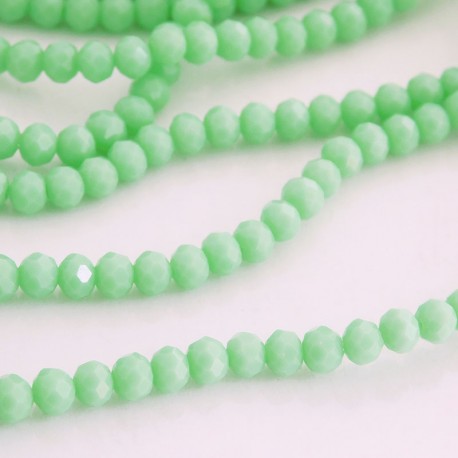3.5mm x 4mm Crystal Glass Rondelles - Opaque Light Green - 40cm strand