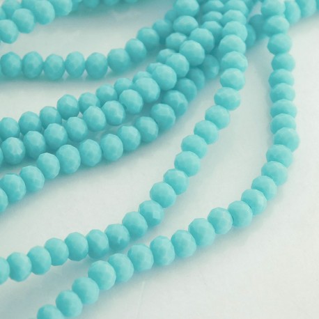 3.5mm x 4mm Crystal Glass Rondelles - Opaque Light Blue - 40cm strand