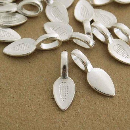 21mm Glue On Pendant Bail - Silver Plated - Pack of 5