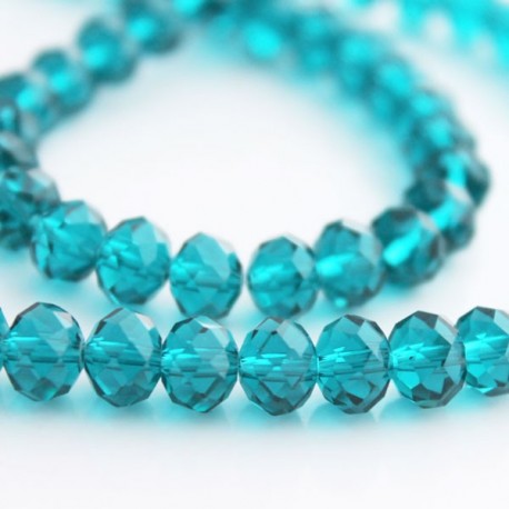 6mm x 8mm Crystal Rondelle Beads - Teal - 20cm strand
