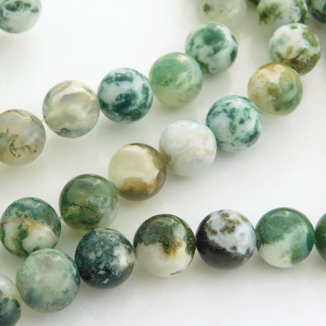 10mm Tree Agate Beads - Strand of 37 Beads