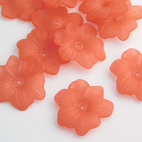 30mm Frosted Acrylic Flower Beads - Red - Pack of 10