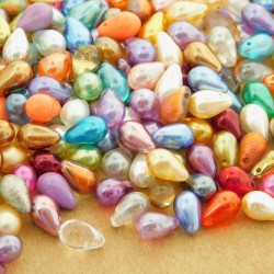 9mm Czech Pressed Glass Drop Beads - Mixed Colour - Pack of 30