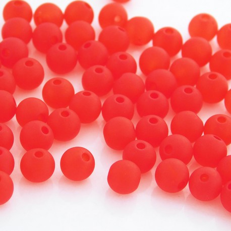 6mm Round Frosted Acrylic Beads - Red - Pack of 100