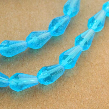 "B" Grade 12mm Glass Teardrop Beads - Sky Blue - 36cm Strand