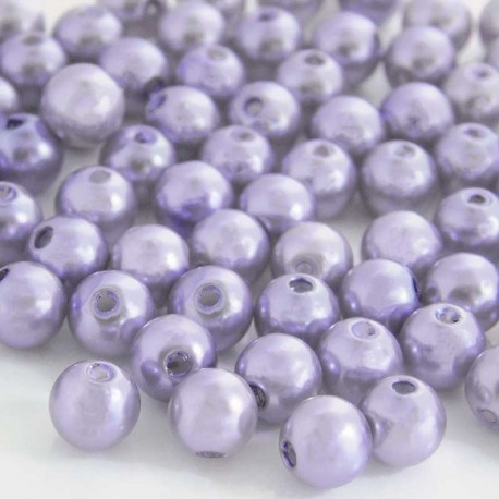 8mm Round Faux Pearl Acrylic Beads - Light Purple - Pack of 50