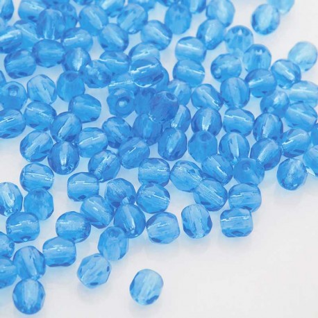 4mm Fire Polished Czech Glass Beads - Light Sapphire Blue - Pack of 50