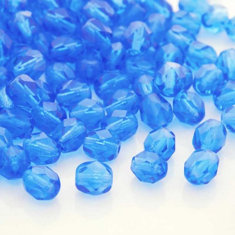 6mm Fire Polished Czech Glass Beads - Light Sapphire Blue - Pack of 50