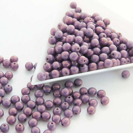4mm Druk Round Beads - Chalk Lila Vega Lustre - Pack of 50