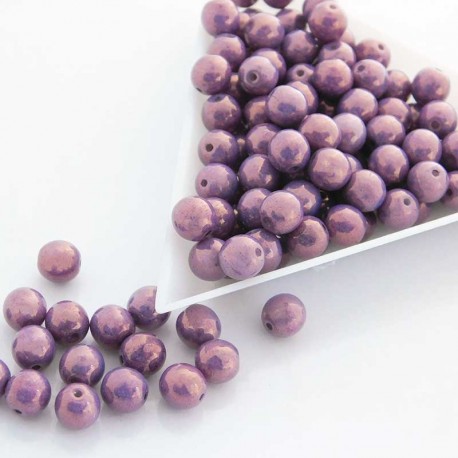 6mm Druk Round Beads - Chalk Lila Vega Lustre - Pack of 50