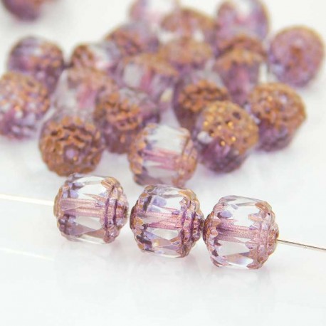 8mm Czech Cathedral Cut Glass Beads - Lavender Bronze - Pack of 4