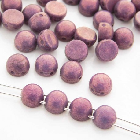 6mm Cabochon 2 Hole Beads - Chalk Lila Vega Lustre - Pack of 10