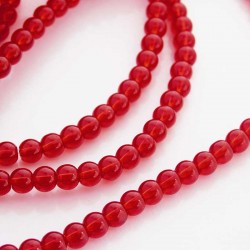 4mm Round Glass Beads - Red - 34cm strand