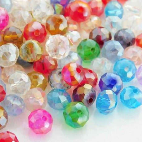 6mm x 8mm Crystal Rondelles - Electroplated Mix - Pack of 40