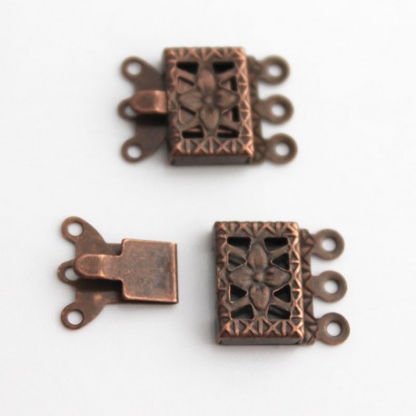 3 Strand Box Clasp - Copper Tone - Pack of 2