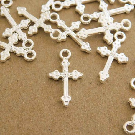 21mm Cross Charm - Silver Plated - Pack of 1